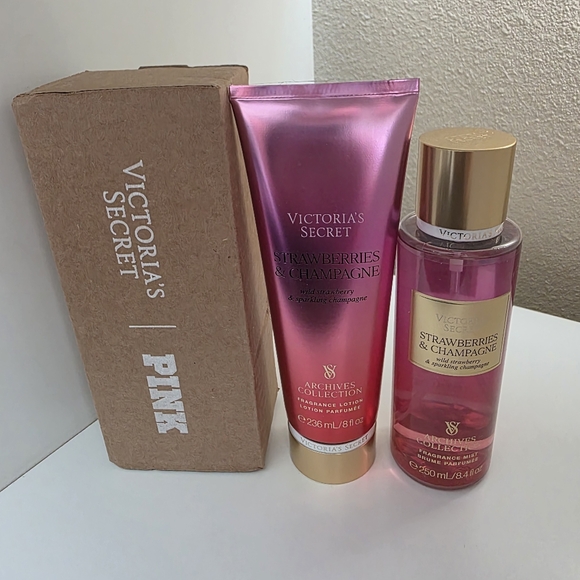 Victoria's Secret Strawberries & champagne  set mist and body lotion Setnz NIB - Picture 1 of 5
